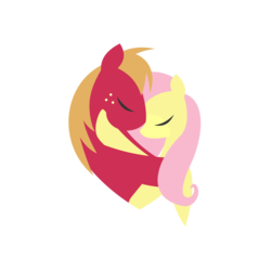Size: 1440x1440 | Tagged: safe, anonymous artist, big macintosh, fluttershy, earth pony, pony, series:fm holidays, g4, eyes closed, female, heart shaped, hug, lineless, male, ship:fluttermac, shipping, simple background, straight, transparent background