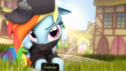 Size: 3840x2159 | Tagged: safe, artist:selestlight, rainbow dash, pony, g4, 3d, baseball cap, cap, crossover, female, hat, high res, ponyville, solo, source filmmaker, watch dogs