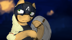 Size: 1920x1080 | Tagged: safe, artist:iokii, applejack, earth pony, pony, g4, avengers: endgame, captain america, crossover, female, marvel, marvel cinematic universe, shield, sketch, solo, the avengers