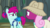 Size: 1920x1080 | Tagged: safe, screencap, fruit pack, happy khaki, ruby splash, trail blazer, earth pony, pony, g4, uprooted, backpack, concerned, duo, female, hat, mare