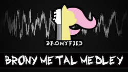 Size: 1920x1080 | Tagged: safe, artist:phantombadger, fluttershy, pegasus, pony, g4, album cover, bronyfied, cover, cover art, female, guitar, heavy metal, logo, mare, musical instrument, solo, soundwave, text