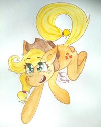 Size: 378x473 | Tagged: safe, artist:neem-nam, applejack, earth pony, pony, g4, traditional art, watercolor painting