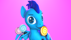 Size: 3840x2160 | Tagged: safe, artist:bluestreambrony, oc, oc only, pony, 3d, candy, food, high res, lollipop, solo, source filmmaker