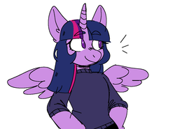 Size: 1218x900 | Tagged: safe, artist:scenesonic, twilight sparkle, alicorn, anthro, clothes, colored pupils, ear fluff, eyebrows, eyebrows visible through hair, female, simple background, solo, sweater, twilight sparkle (alicorn), white background