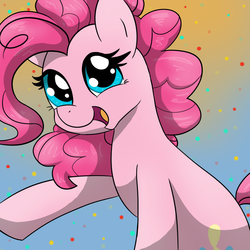 Size: 980x980 | Tagged: safe, artist:mississippikite, pinkie pie, earth pony, pony, g4, cute, diapinkes, dots, female, gradient background, mare, open mouth, solo
