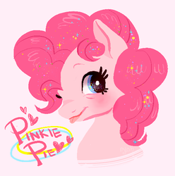Size: 548x553 | Tagged: safe, artist:nyoncat, pinkie pie, pony, :p, bust, cute, diapinkes, female, heart, portrait, silly, simple background, solo, tongue out, white background
