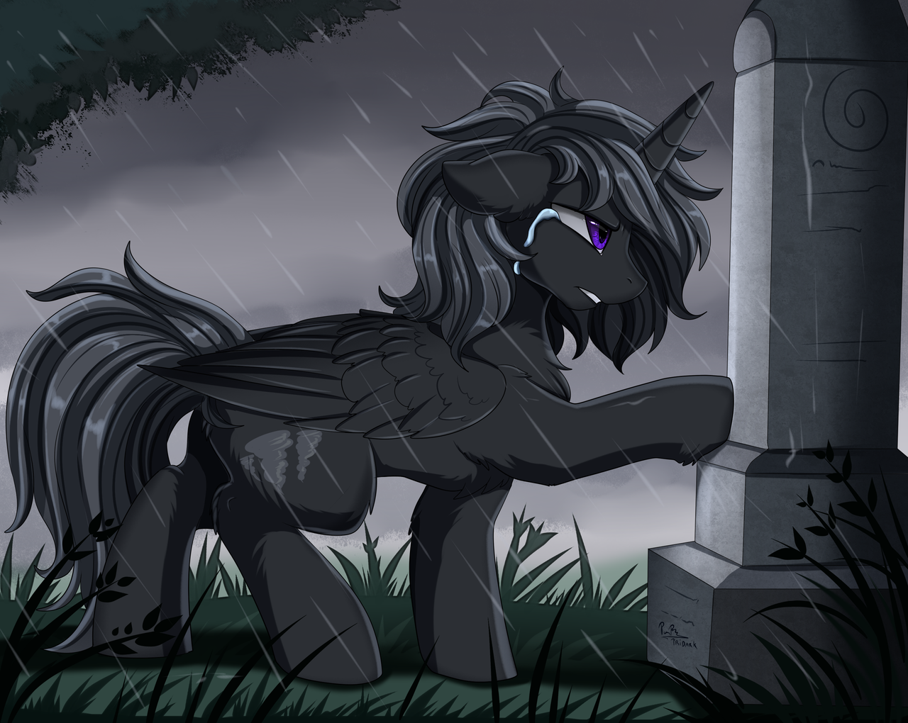 artist:pridark, oc, oc only, alicorn, pony, alicorn oc, cemetery, commissio...