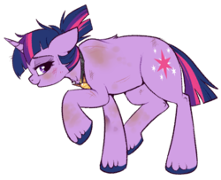 Size: 736x598 | Tagged: safe, artist:lulubell, twilight sparkle, pony, unicorn, champion au, g4, alternate hairstyle, alternate universe, bruised, dirty, female, mare, simple background, smiling, solo, tired, transparent background, unicorn twilight