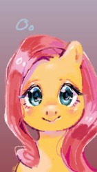 Size: 540x960 | Tagged: safe, artist:pinna_chu, fluttershy, pony, g4, blushing, bust, cute, female, gradient background, looking at you, mare, portrait, smiling, solo