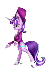 Size: 1174x1481 | Tagged: safe, artist:winterflaze26, snowfall frost, starlight glimmer, pony, unicorn, g4, bipedal, clothes, female, glasses, hat, hoof shoes, mare, signature, simple background, solo, standing, transparent background, watermark