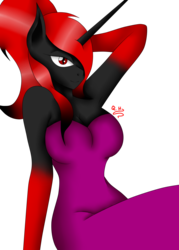 Size: 1800x2520 | Tagged: safe, artist:rockleerocks77, oc, oc:queen haiku, anthro, anthro oc, armpits, beautiful, gradient mane, red and black oc, sexy, simple background, skintight clothes, transparent background