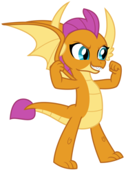 Size: 2291x3138 | Tagged: safe, artist:sketchmcreations, smolder, dragon, g4, uprooted, dragoness, female, flexing, high res, simple background, smiling, solo, transparent background, vector