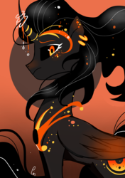 Size: 1039x1476 | Tagged: safe, artist:pinweena30, oc, oc only, alicorn, black hole pony, monster pony, pony, alicorn oc, angry, black, black hole, dark, eyeshadow, female, looking at you, makeup, messier 87, ponified, solo