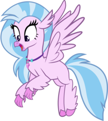 Size: 766x862 | Tagged: safe, artist:crystalmagic6, silverstream, hippogriff, g4, claws, female, flying, full body, happy, jewelry, necklace, simple background, solo, transparent background, wings