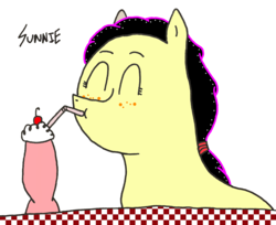 Size: 2448x1994 | Tagged: safe, artist:kcenneck, oc, oc:sunnie bun, pony, milkshake, sipping