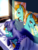 Size: 1204x1564 | Tagged: safe, artist:qiwiq, lightning dust, oc, oc:lightning flare, pegasus, pony, g4, bed, body pillow, hug, lying down, male, pillow, pillow hug, sleeping, stallion