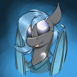 Size: 750x750 | Tagged: safe, artist:sinrar, oc, oc only, oc:moonie, bat pony, pony, bust, commission, folded wings, portrait, simple background, solo, wings
