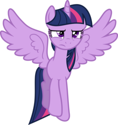 Size: 8463x9000 | Tagged: safe, artist:korsoo, twilight sparkle, alicorn, pony, .svg available, absurd resolution, female, flying, frown, mare, simple background, solo, transparent background, twilight sparkle (alicorn), twilight sparkle is not amused, unamused, vector, wings