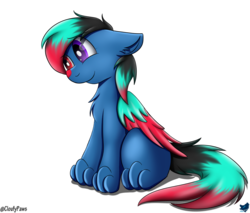 Size: 2000x1700 | Tagged: safe, artist:cloufy, oc, oc only, hybrid, pony, paws, sitting, solo, wings