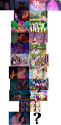 Size: 2382x4832 | Tagged: safe, edit, edited screencap, screencap, discord, fluttershy, rainbow dash, pony, discordant harmony, g4, keep calm and flutter on, make new friends but keep discord, season 9, the beginning of the end, the return of harmony, to where and back again, beauty and the beast, cropped, disney, fan theory, implied discoshy, implied shipping, implied straight