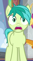 Size: 238x438 | Tagged: safe, screencap, sandbar, smolder, earth pony, pony, g4, uprooted, faic, gasping, male, offscreen character, shocked, shocked expression, stallion