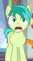 Size: 238x438 | Tagged: safe, screencap, sandbar, smolder, earth pony, pony, g4, my little pony: friendship is magic, uprooted, faic, gasping, male, offscreen character, shocked, shocked expression, stallion