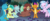 Size: 1280x537 | Tagged: safe, screencap, gallus, ocellus, sandbar, silverstream, smolder, yona, changedling, changeling, classical hippogriff, dragon, earth pony, griffon, hippogriff, pony, yak, g4, uprooted, bow, cloven hooves, colored hooves, dragoness, eyes closed, female, flying, hair bow, holding hands, jewelry, male, monkey swings, necklace, teenager