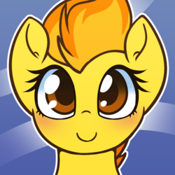 Size: 1000x1000 | Tagged: safe, artist:puetsua, spitfire, pegasus, pony, g4, abstract background, avatar, bust, cutefire, female, looking at you, mare, portrait, smiling, solo