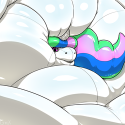 Size: 1000x1000 | Tagged: safe, artist:grinex, princess celestia, inflatable pony, pooltoy pony, probably not salmon, g4, blimpestia, female, hyper inflation, inflatable, inflation, solo, wat