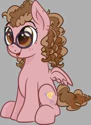 Size: 1186x1617 | Tagged: safe, artist:binkyt11, derpibooru exclusive, oc, oc only, oc:cici, hybrid, pony, zony, cute, female, filly, gray background, ponified, simple background, sisters, solo