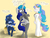 Size: 1600x1200 | Tagged: safe, artist:rocket-lawnchair, artist:sonicontinuum, princess celestia, princess luna, oc, oc:techno universal, alicorn, anthro, g4, alicorn oc, anthro oc, bunny ears, caption, clothes, female, requested art