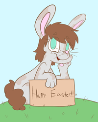Size: 2000x2500 | Tagged: safe, artist:katyusha, pony, rabbit, bunny ears, cute, easter, easter bunny, female, high res, holiday, paws, solo