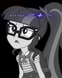 Size: 680x859 | Tagged: safe, derpibooru exclusive, edit, editor:biggernate91, part of a set, sci-twi, twilight sparkle, equestria girls, g4, my little pony equestria girls: better together, avenge the fallen, avengers: endgame, geode of telekinesis, implied death, magical geodes, poster