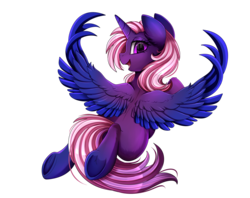Size: 2516x1989 | Tagged: safe, artist:pridark, oc, oc only, oc:midnight harmony, alicorn, pony, alicorn oc, commission, female, looking at you, looking back, looking back at you, mare, simple background, solo, transparent background