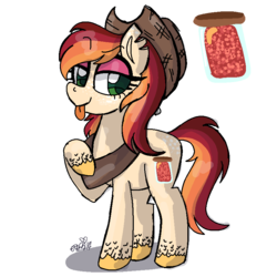 Size: 820x820 | Tagged: safe, artist:awoomarblesoda, oc, oc only, oc:jujube apple, earth pony, pony, female, hat, mare, offspring, parent:big macintosh, parent:fluttershy, parents:fluttermac, solo