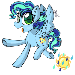 Size: 850x850 | Tagged: safe, artist:awoomarblesoda, oc, oc only, oc:sunny showers, pegasus, pony, female, mare, offspring, parent:rainbow dash, parent:soarin', parents:soarindash, simple background, solo, transparent background