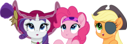 Size: 5500x1942 | Tagged: safe, artist:cloudy glow, applejack, pinkie pie, rarity, g4, my little pony: the movie, eyepatch, pirate, simple background, transparent background, vector