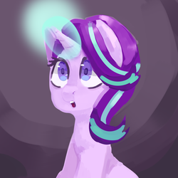 Size: 1280x1280 | Tagged: safe, artist:nocturne1113, starlight glimmer, pony, unicorn, g4, female, glowing horn, horn, open mouth, solo