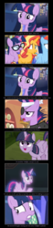Size: 1073x4654 | Tagged: safe, artist:thejboy88, edit, edited screencap, screencap, mean twilight sparkle, rainbow dash, sci-twi, sunset shimmer, twilight sparkle, alicorn, pony, unicorn, equestria girls, equestria girls specials, g4, it's about time, my little pony equestria girls: better together, my little pony equestria girls: spring breakdown, the mean 6, what lies beneath, clone, comic, equestria girls ponified, future twilight, human pony dash, multeity, screencap comic, self ponidox, treelight sparkle, twilight sparkle (alicorn), twolight, unicorn sci-twi