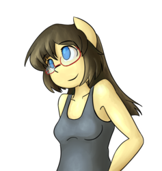 Size: 1251x1321 | Tagged: safe, alternate version, artist:spheedc, oc, oc only, oc:sphee, earth pony, anthro, bipedal, clothes, digital art, female, glasses, mare, simple background, solo, tank top, transparent background