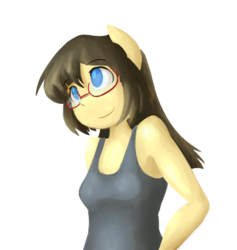 Size: 1251x1321 | Tagged: safe, artist:spheedc, oc, oc only, oc:sphee, earth pony, anthro, bipedal, clothes, digital art, female, glasses, lineless, mare, simple background, solo, tank top, transparent background