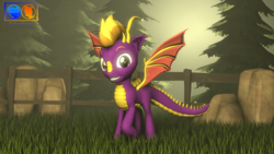 Size: 1920x1080 | Tagged: safe, artist:phoenixtm, dracony, hybrid, pony, 3d, download at source, happy, ponified, source filmmaker, source filmmaker resource, spread wings, spyro the dragon, spyro the dragon (series), watermark, wings