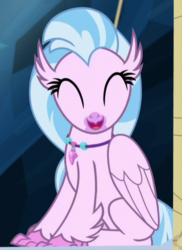 Size: 427x587 | Tagged: safe, screencap, silverstream, g4, uprooted, cropped, cute, diastreamies, eyes closed, female, happy, sitting, solo, the place where we belong