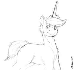 Size: 1417x1351 | Tagged: safe, artist:flashnoteart, oc, oc only, oc:flashnote, pony, lineart, monochrome, sketch, solo