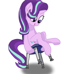 Size: 900x900 | Tagged: safe, artist:docwario, edit, starlight glimmer, pony, unicorn, g4, chair, cute, female, glimmerbetes, playing, simple background, smiling, solo, transparent background, vector