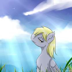 Size: 3000x3000 | Tagged: safe, artist:dashy21, derpy hooves, pegasus, pony, g4, cloud, female, high res, mare, sky, smiling, solo