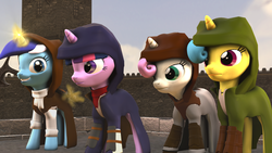 Size: 1920x1080 | Tagged: safe, artist:fd-daylight, lemon hearts, minuette, twilight sparkle, twinkleshine, g4, 3d, assassin's creed, assassin's creed unity, crossover, source filmmaker