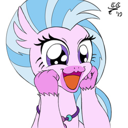 Size: 2000x2000 | Tagged: safe, artist:tomtornados, silverstream, hippogriff, g4, cute, diastreamies, female, happy, high res, open mouth, simple background, solo, white background