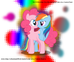 Size: 1200x1000 | Tagged: safe, artist:erikadaniel98, pinkie pie, rainbow dash, earth pony, pegasus, pony, g4, affection, female, lesbian, looking at each other, mare, ship:pinkiedash, shipping, simple background, smiling, transparent background, watermark
