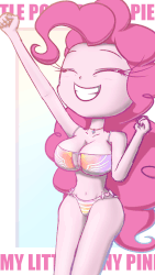 Size: 720x1280 | Tagged: safe, artist:phoenixrk49, pinkie pie, equestria girls, g4, animated, armpits, big breasts, bikini, breasts, busty pinkie pie, cleavage, clothes, female, solo, swimsuit, wallpaper